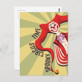 ハロウィン不気味レトロカラフルおもしろいピエロ ポストカード (正面/裏面)