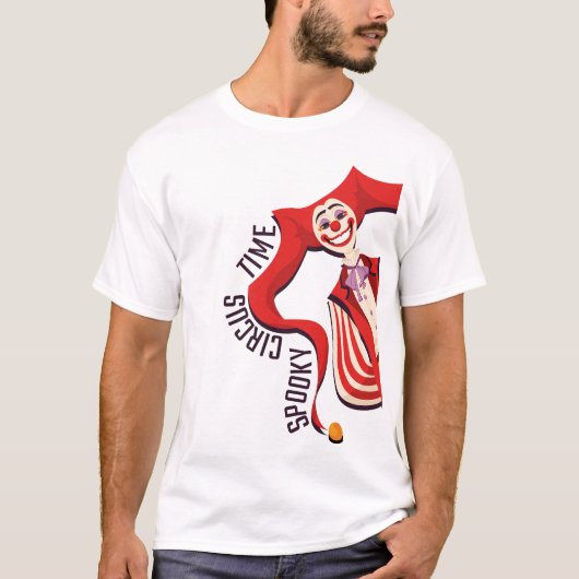 ハロウィン不気味レトロカラフルおもしろいピエロ Tシャツ (正面)