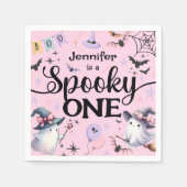 ハロウィン不気味ワンかわいい幽霊1歳の誕生日パーティー スタンダードカクテルナプキン (正面)