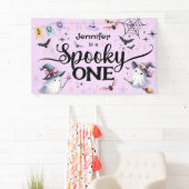 ハロウィン不気味ワンかわいい幽霊1歳の誕生日パーティー 横断幕 (インサイチュ)