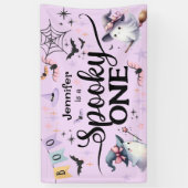 ハロウィン不気味ワンかわいい幽霊1歳の誕生日パーティー 横断幕 (縦)