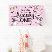 ハロウィン不気味ワンかわいい幽霊1歳の誕生日パーティー 横断幕 (インサイチュ)