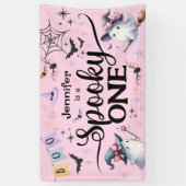 ハロウィン不気味ワンかわいい幽霊1歳の誕生日パーティー 横断幕 (縦)