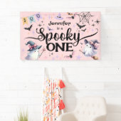 ハロウィン不気味ワンかわいい幽霊1歳の誕生日パーティー 横断幕 (インサイチュ)