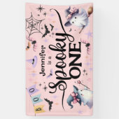 ハロウィン不気味ワンかわいい幽霊1歳の誕生日パーティー 横断幕 (縦)