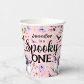 ハロウィン不気味ワンかわいい幽霊1歳の誕生日パーティー 紙コップ (裏面)