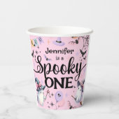 ハロウィン不気味ワンかわいい幽霊1歳の誕生日パーティー 紙コップ (裏面)