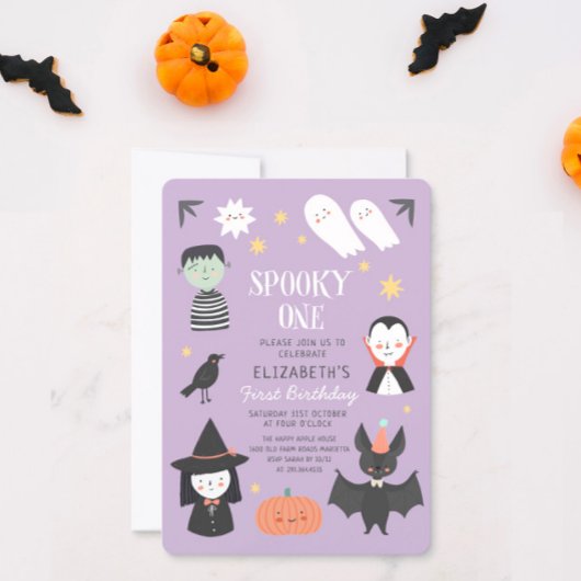 ハロウィン不気味ワンファースト誕生日 招待状