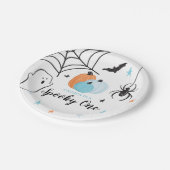 ハロウィン不気味ワン誕生日ブルーパンプキンス ペーパープレート (アングル)