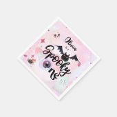 ハロウィン不気味ワン1歳の誕生日ピンク スタンダードカクテルナプキン (角)