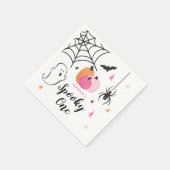 ハロウィン不気味ワン1ST誕生日ピンクのカボチャ スタンダードカクテルナプキン (角)