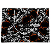 ハロウィン不気味ワードパーティータイル模様 ラージペーパーバッグ (正面)