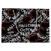 ハロウィン不気味ワードパーティータイル模様 ラージペーパーバッグ (裏面)