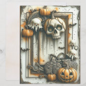ハロウィン不気味ヴィンテージスクラップブック紙 (正面/裏面)