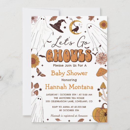 ハロウィン不気味ヴィンテージベビーシャワーパーティー 招待状 (正面)