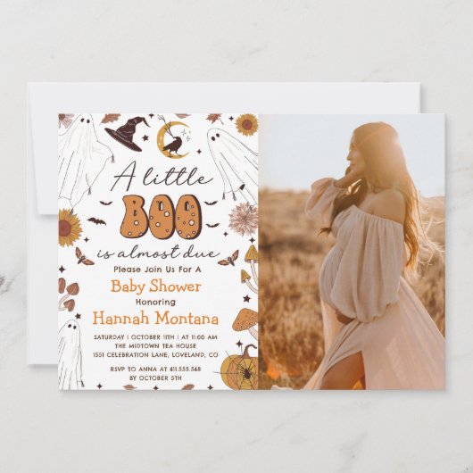 ハロウィン不気味ヴィンテージ赤ちゃんシャワーパーティー写真 招待状 (正面)