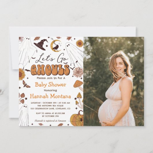 ハロウィン不気味ヴィンテージ赤ちゃんシャワーパーティー写真 招待状 (正面)