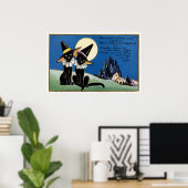 ハロウィン不気味ヴィンテージ黒猫デコールポスター ポスター (ホームオフィス)