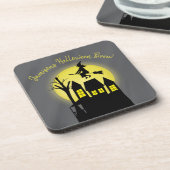 ハロウィン不気味ー怖い月の飛んでいる魔女 コースター (左側)