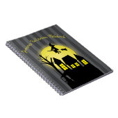 ハロウィン不気味ー怖い月の飛んでいる魔女 ノートブック (右側)