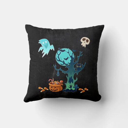 ハロウィン不気味不気味な幽霊たちこうもりスカル&キャンディ クッション (裏面)
