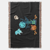 ハロウィン不気味不気味な幽霊たちこうもりスカル&キャンディ スローブランケット (正面縦)