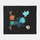 ハロウィン不気味不気味な幽霊たちこうもりスカル&キャンディ フリースブランケット (正面(横))