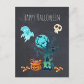 ハロウィン不気味不気味な幽霊たちこうもりスカル&キャンディ ポストカード (正面)