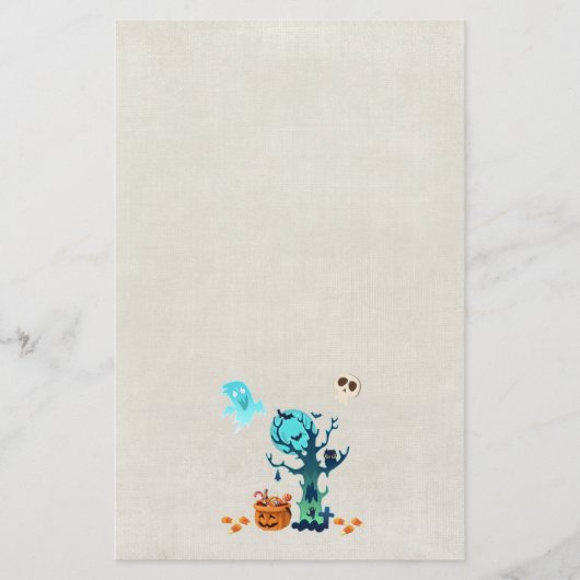 ハロウィン不気味不気味な幽霊たちこうもりスカル&キャンディ 便箋 (正面)