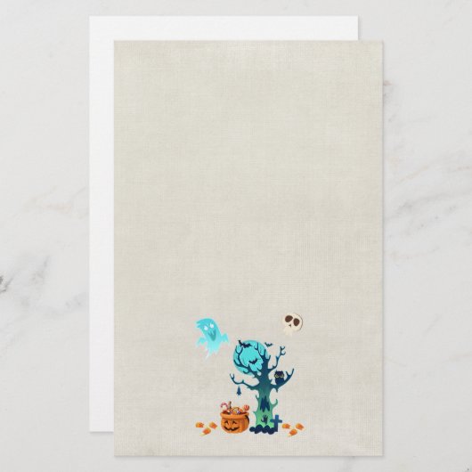 ハロウィン不気味不気味な幽霊たちこうもりスカル&キャンディ 便箋 (正面/裏面)