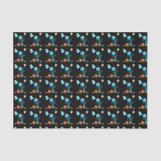 ハロウィン不気味不気味な幽霊たちこうもりスカル&キャンディ 薄葉紙 (正面)