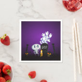 ハロウィン不気味墓地かわいいスケルトン&幽霊たち スタンダードカクテルナプキン (インサイチュ)