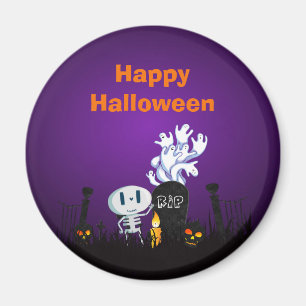 ハロウィン不気味墓地かわいいスケルトン&幽霊たち マグネット