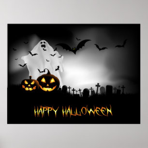 ハロウィン不気味墓地シーン ポスター