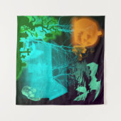 ハロウィン不気味墓地 タペストリー (正面(横))