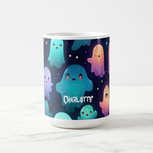 ハロウィン不気味幽霊かわいいカスタム モーフィングマグカップ (中央)