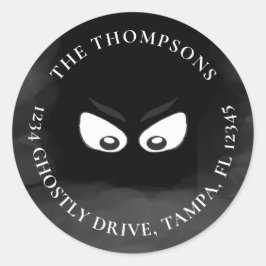ハロウィン不気味幽霊かわいい差出人住所ラベル ラウンドシール