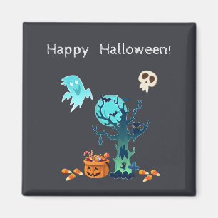 ハロウィン不気味幽霊たちこうもりスカル&キャンディ マグネット