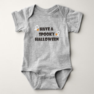 ハロウィン不気味幽霊たちハロウィンキャンディオレンジ ベビーボディスーツ