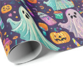ハロウィン不気味幽霊とカボチャの包装紙 ラッピングペーパー (ロールコーナー)