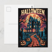 ハロウィン不気味幽霊のよく出るハウスパンプキンス ポストカード (正面/裏面)