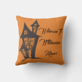 ハロウィン不気味幽霊のよく出るハウスファミリーモノグラムの クッション (裏面)