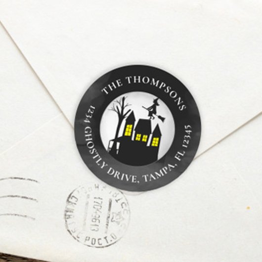 ハロウィン不気味幽霊のよく出るハウス差出人住所 ラウンドシール