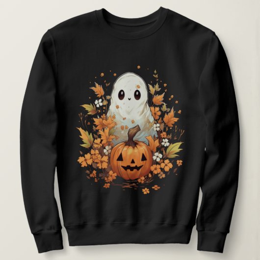 ハロウィン不気味幽霊カボチャ スウェットシャツ (デザイン正面)