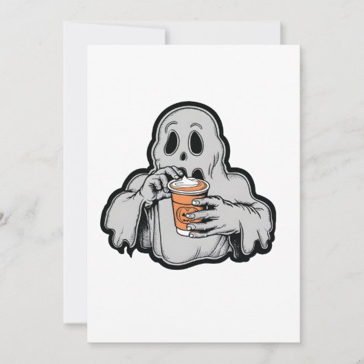 ハロウィン不気味幽霊シピンカボチャラテ秋 招待状 (正面)