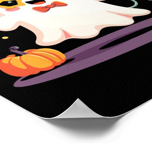 ハロウィン不気味幽霊シンガースターとマイク ポスター (角)