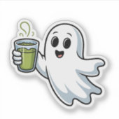 ハロウィン不気味幽霊ホールディングマチャ シール (正面)