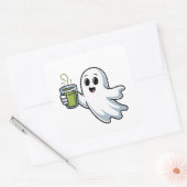 ハロウィン不気味幽霊ホールディングマチャ スクエアシール (封筒)