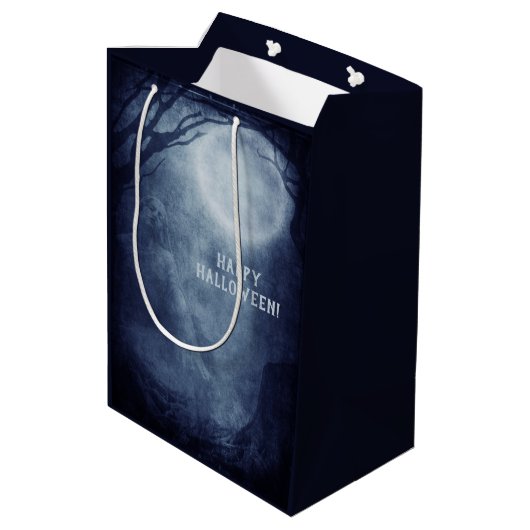 ハロウィン不気味幽霊満月の夜 ミディアムペーパーバッグ (裏面アングル)