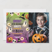 ハロウィン不気味幽霊誕生日キッズフォト 招待状 (正面)